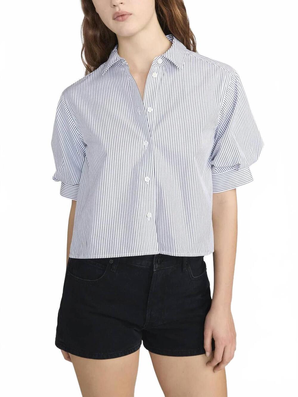 NEW FRAME billow sleeve shirt in navy stripe